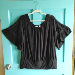 🔥B2G1 Black Flutter Sleeve Blouse Shirt